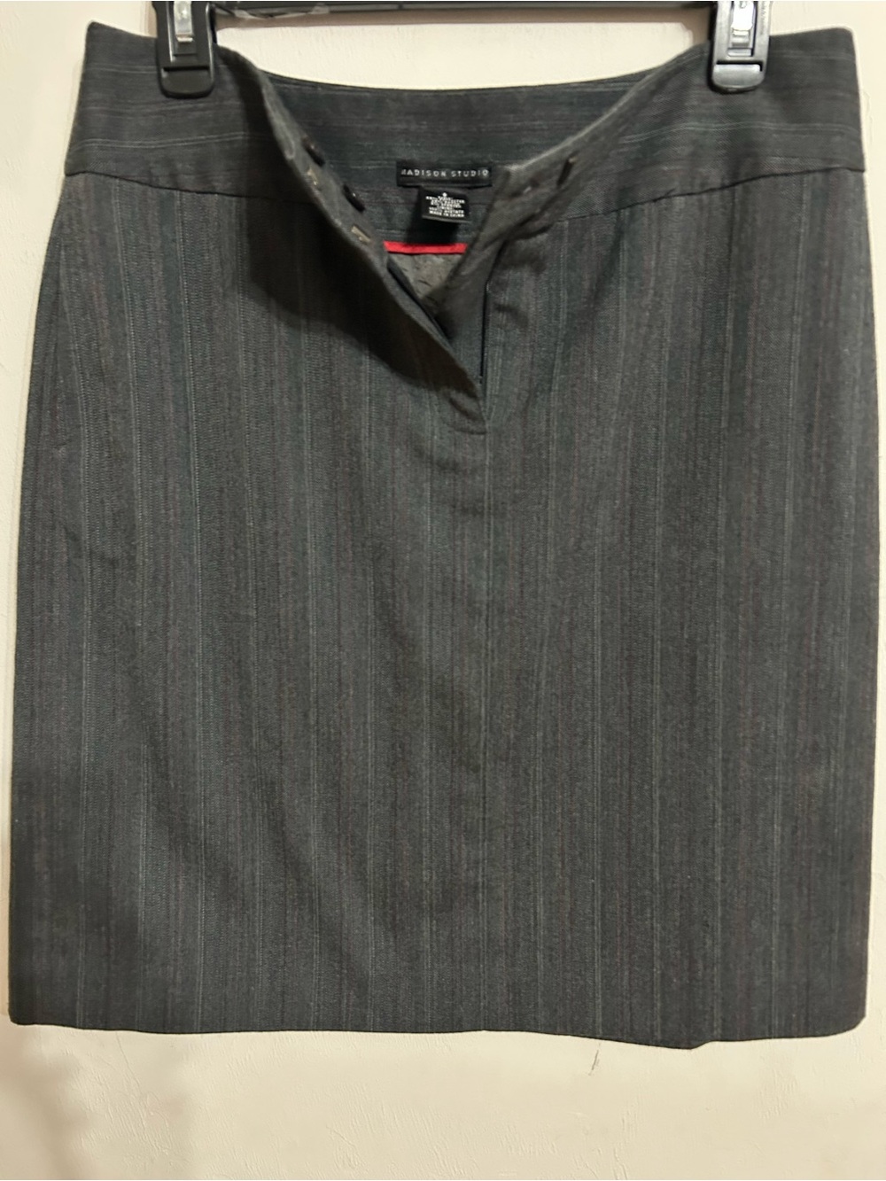 Madison Studio Charcoal Pinstripe Pencil Skirt Size 8